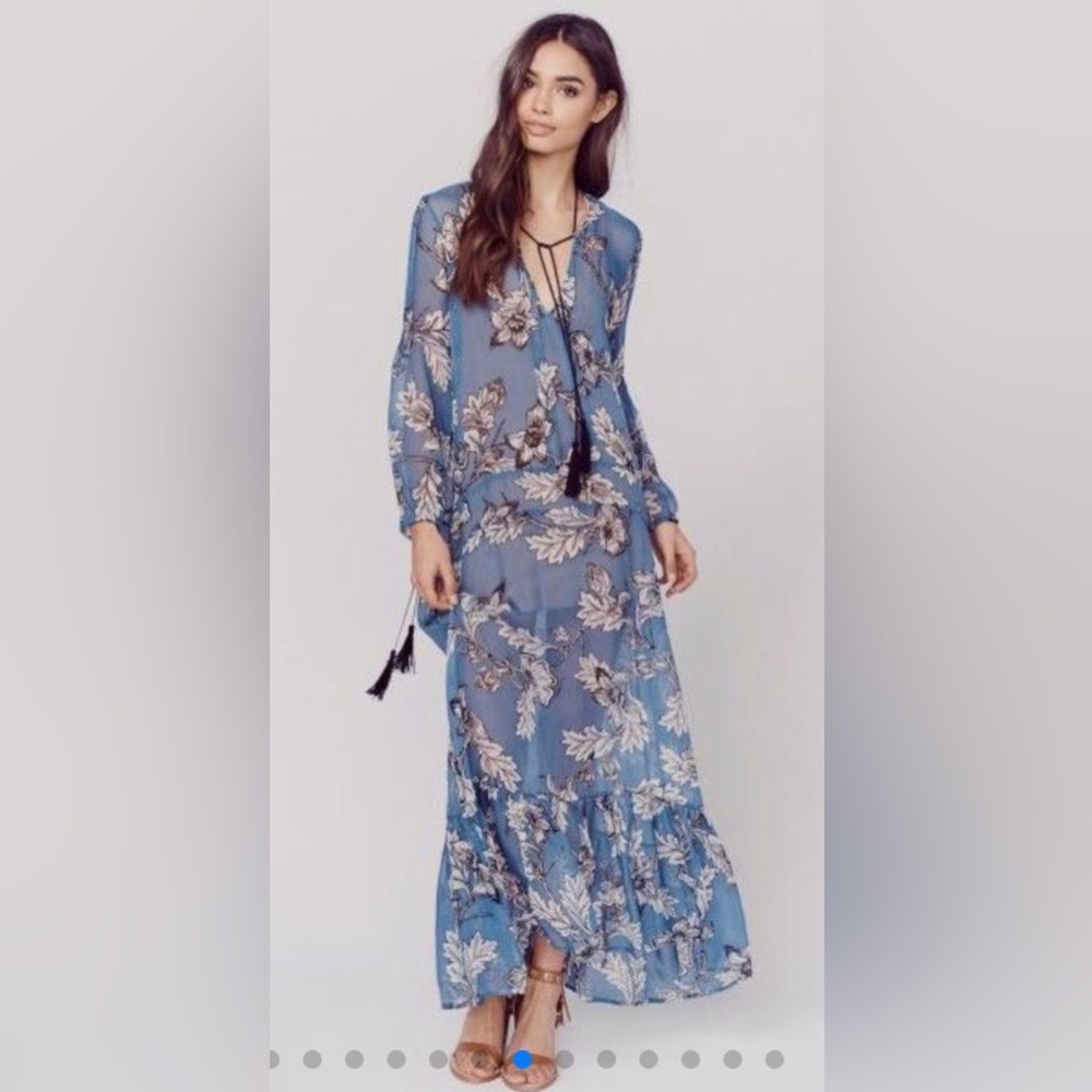 Lucky Leaves floral maxi dress size L